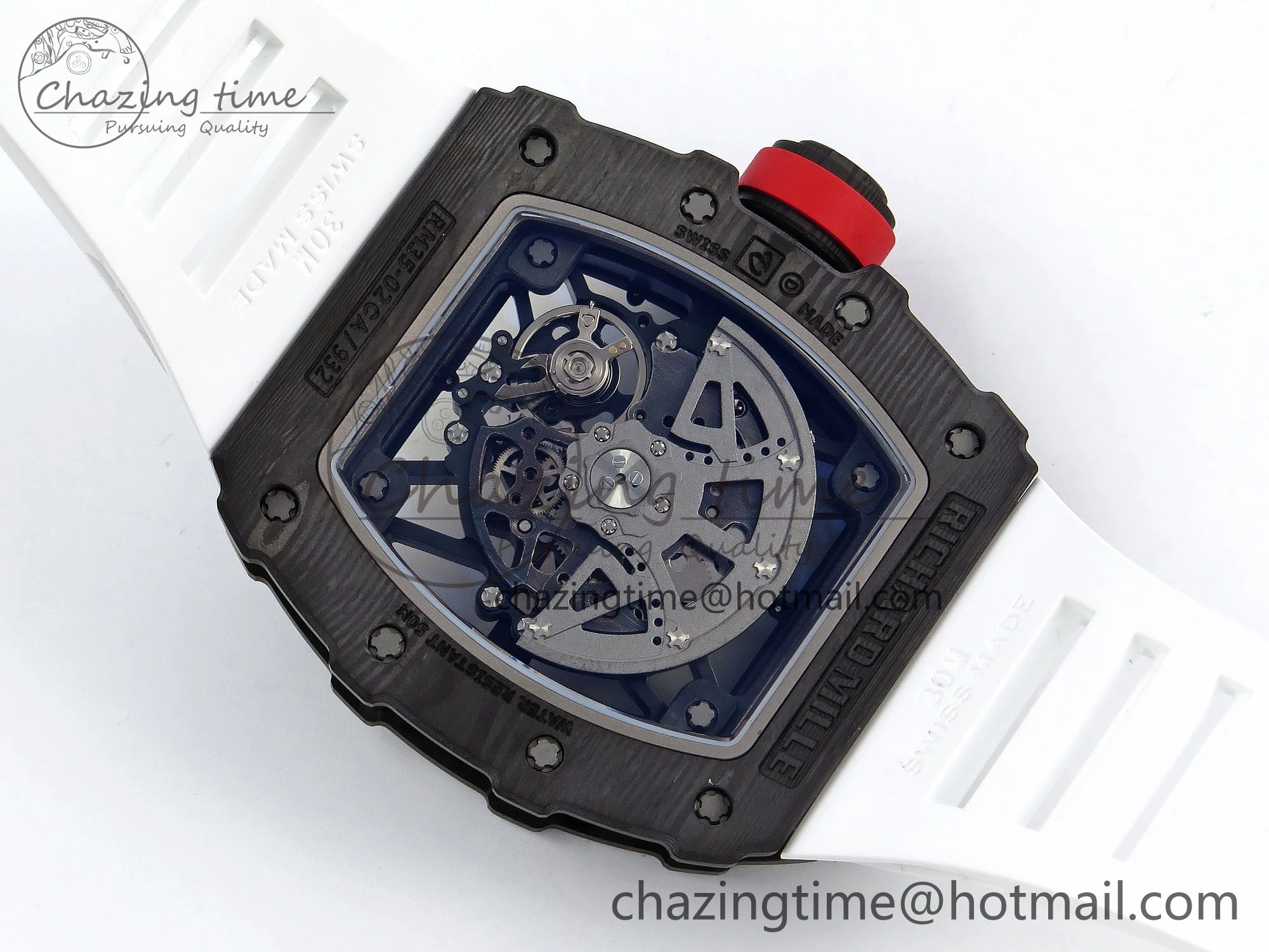 RM035-02 NTPT ZF 1:1 Best Edition Skeleton Dial on White Rubber Strap RMAL1 Super Clone V6