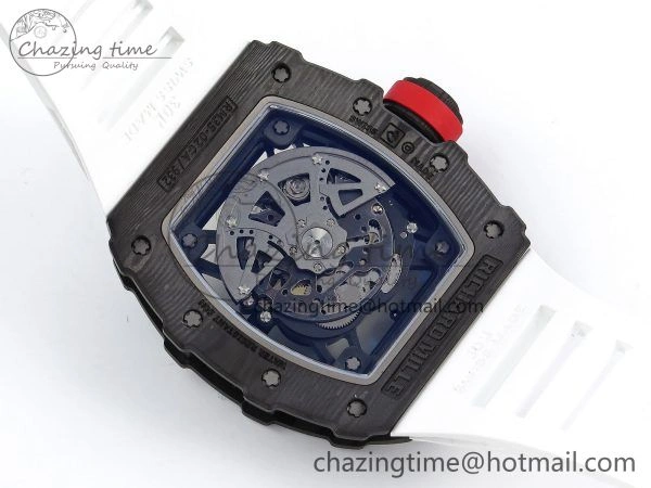 RM035-02 NTPT ZF 1:1 Best Edition Skeleton Dial on White Rubber Strap RMAL1 Super Clone V6