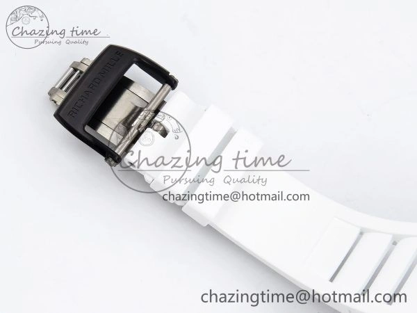RM035-02 NTPT ZF 1:1 Best Edition Skeleton Dial on White Rubber Strap RMAL1 Super Clone V6