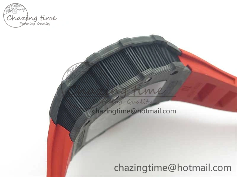 RM035-02 New Forge Carbon Pattern ‘Z’ Maker Best Edition Skeleton Dial on Red Rubber Strap MIYOTA8215