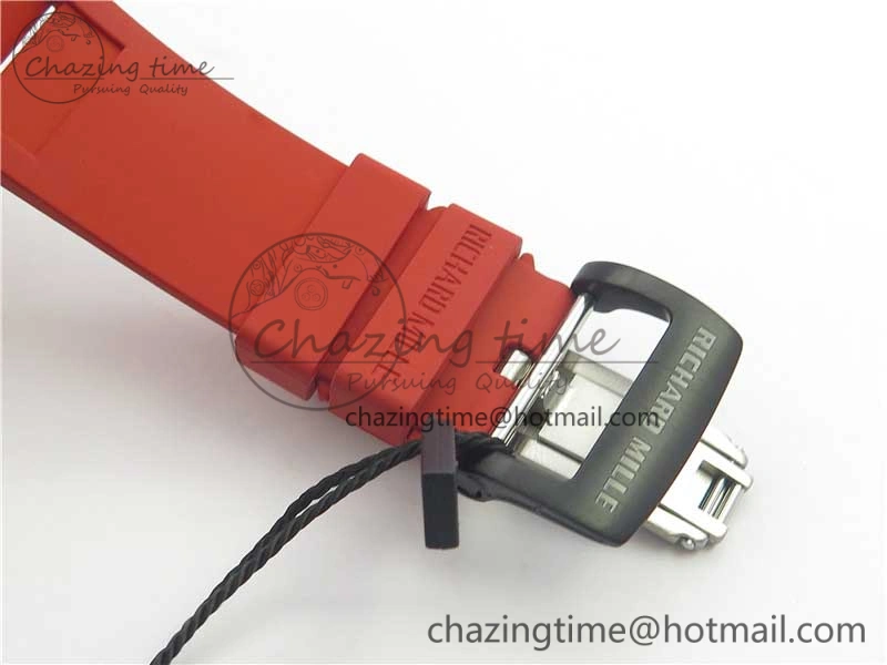 RM035-02 New Forge Carbon Pattern ‘Z’ Maker Best Edition Skeleton Dial on Red Rubber Strap MIYOTA8215