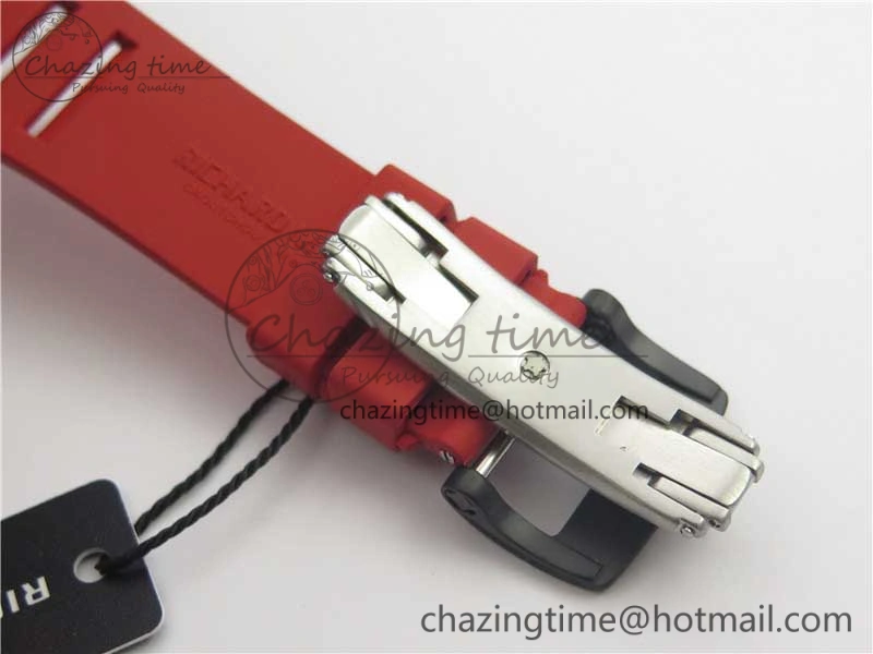 RM035-02 New Forge Carbon Pattern ‘Z’ Maker Best Edition Skeleton Dial on Red Rubber Strap MIYOTA8215