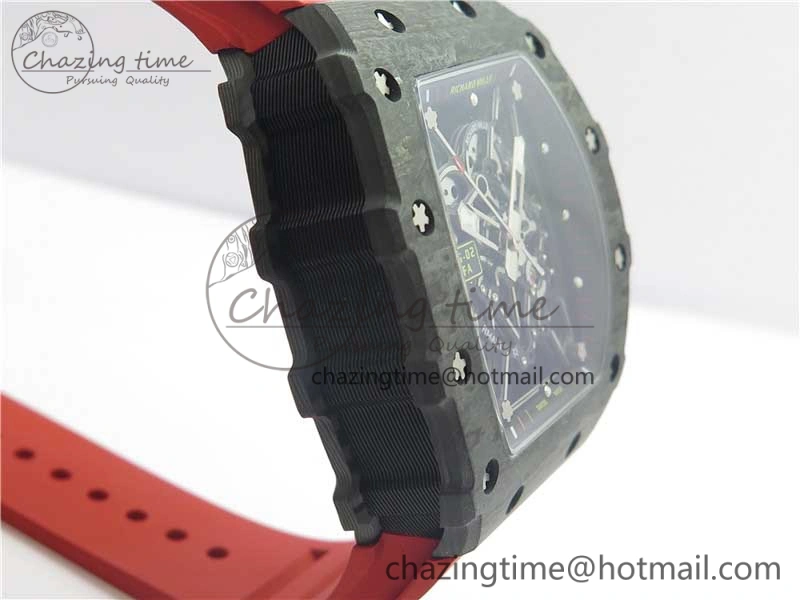 RM035-02 New Forge Carbon Pattern ‘Z’ Maker Best Edition Skeleton Dial on Red Rubber Strap MIYOTA8215