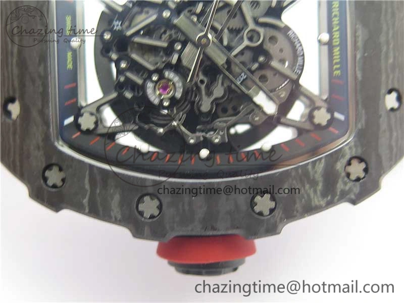 RM035-02 New Forge Carbon Pattern ‘Z’ Maker Best Edition Skeleton Dial on Red Rubber Strap MIYOTA8215