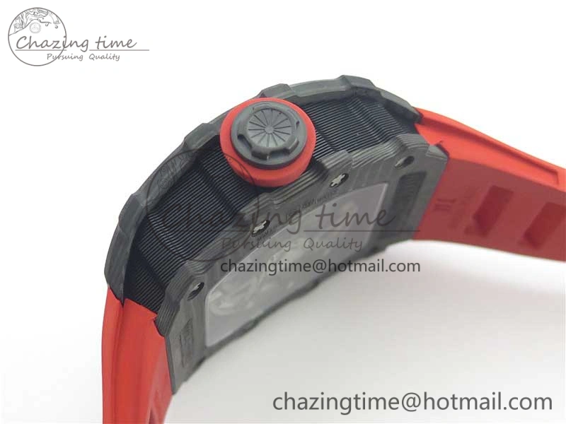 RM035-02 New Forge Carbon Pattern ‘Z’ Maker Best Edition Skeleton Dial on Red Rubber Strap MIYOTA8215