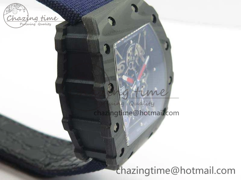 RM035-02 PSG Forged Carbon Caseback KVF Best Edition Skeleton Dial On Blue Nylon Strap MIYOTA8215 V2