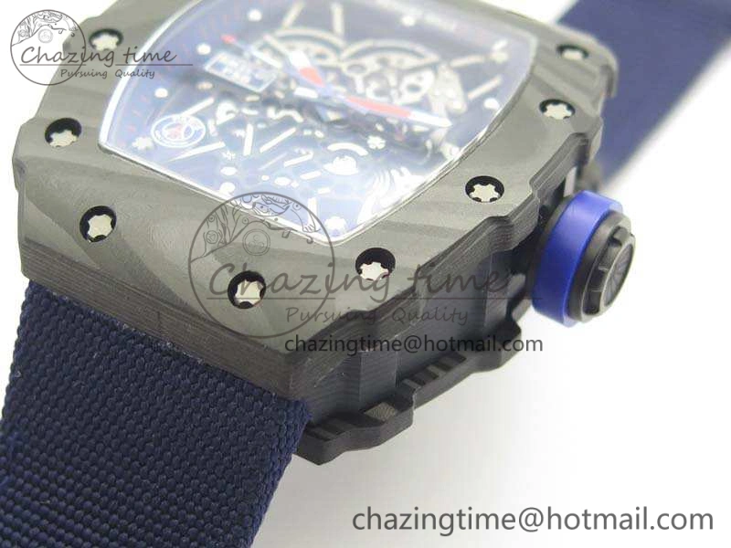 RM035-02 PSG Forged Carbon Caseback KVF Best Edition Skeleton Dial On Blue Nylon Strap MIYOTA8215 V2