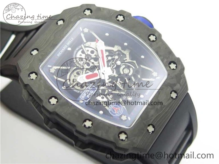 RM035-02 PSG KVF Best Edition Solid Caseback Skeleton Dial Blue on Black Rubber Strap MIYOTA8215 V3