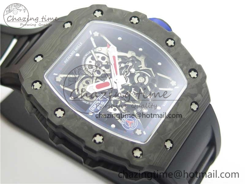 RM035-02 PSG KVF Best Edition Solid Caseback Skeleton Dial Blue on Black Rubber Strap MIYOTA8215 V3