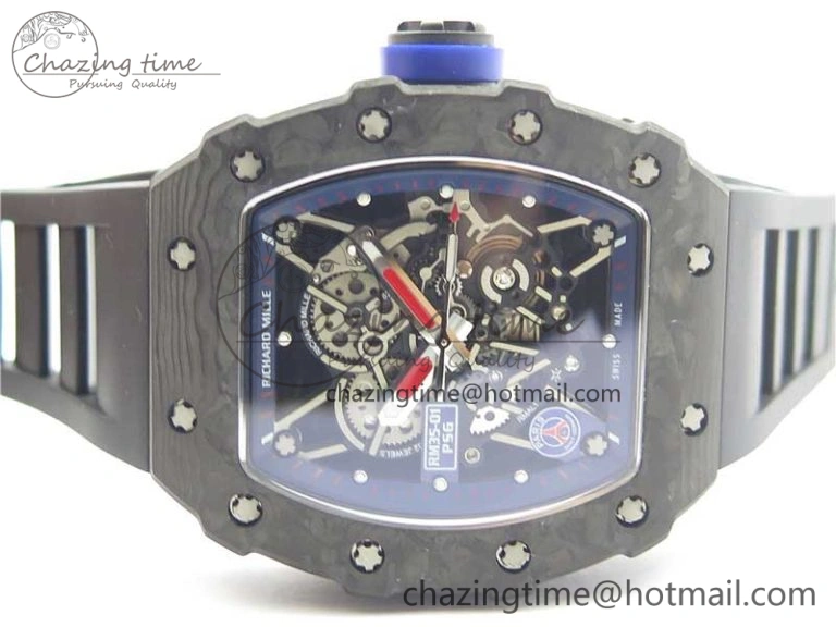 RM035-02 PSG KVF Best Edition Solid Caseback Skeleton Dial Blue on Black Rubber Strap MIYOTA8215 V3