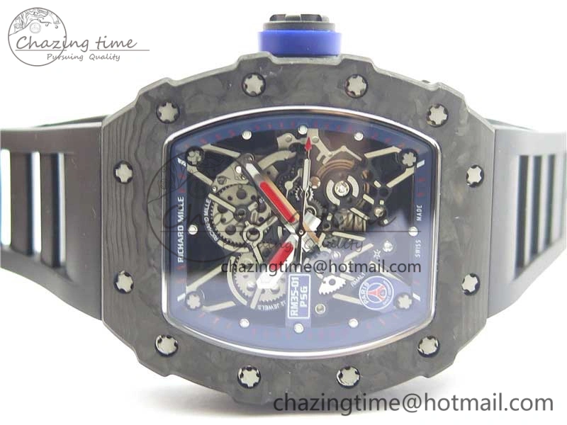 RM035-02 PSG KVF Best Edition Solid Caseback Skeleton Dial Blue on Black Rubber Strap MIYOTA8215 V3