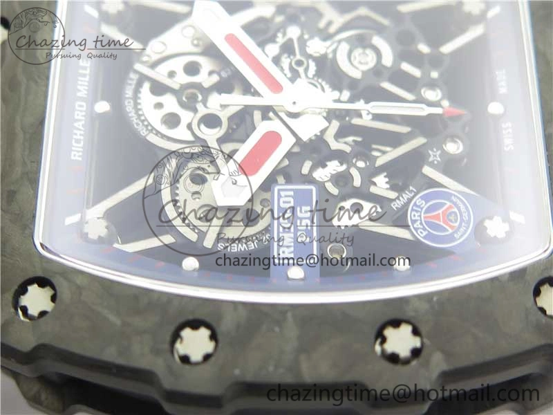 RM035-02 PSG KVF Best Edition Solid Caseback Skeleton Dial Blue on Black Rubber Strap MIYOTA8215 V3