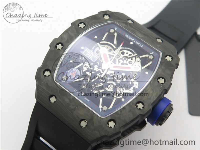 RM035-02 PSG KVF Best Edition Solid Caseback Skeleton Dial Blue on Black Rubber Strap MIYOTA8215 V3