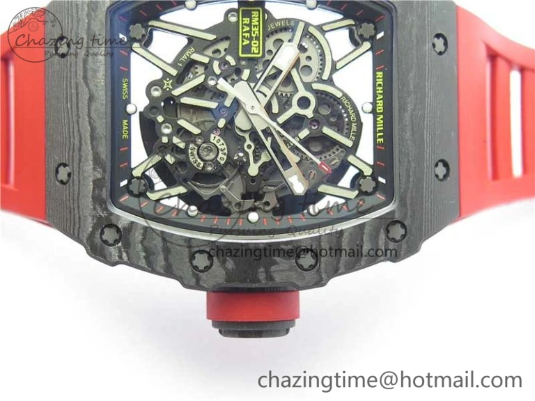 RM035-02 REAL NTPT ZF X ABD UPGRADED 1:1 BEST EDITION SKELETON DIAL ON RED RUBBER STRAP NH05A V3