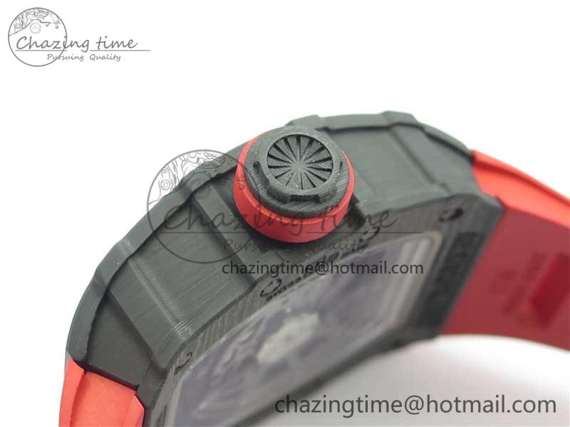RM035-02 REAL NTPT ZF X ABD UPGRADED 1:1 BEST EDITION SKELETON DIAL ON RED RUBBER STRAP NH05A V3
