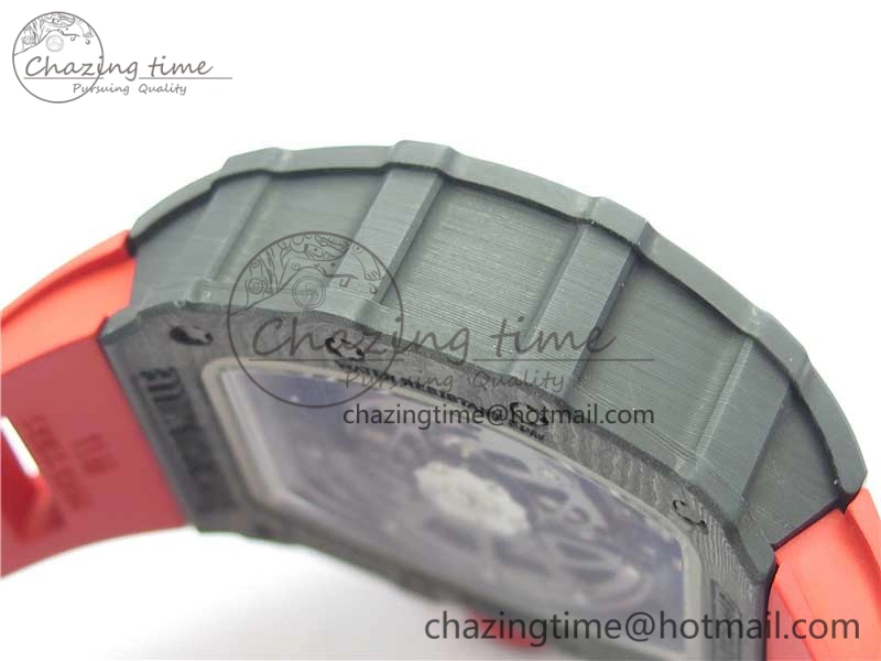RM035-02 REAL NTPT ZF X ABD UPGRADED 1:1 BEST EDITION SKELETON DIAL ON RED RUBBER STRAP NH05A V3