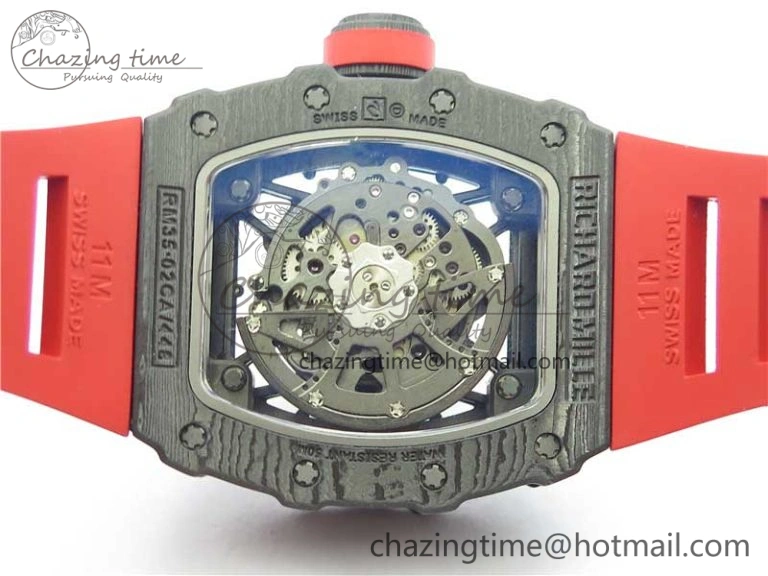 RM035-02 REAL NTPT ZF X ABD UPGRADED 1:1 BEST EDITION SKELETON DIAL ON RED RUBBER STRAP NH05A V3