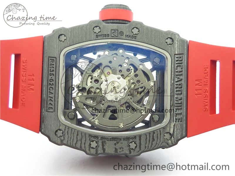 RM035-02 REAL NTPT ZF X ABD UPGRADED 1:1 BEST EDITION SKELETON DIAL ON RED RUBBER STRAP NH05A V3