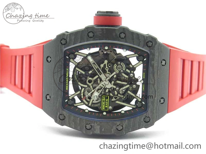 RM035-02 REAL NTPT ZF X ABD UPGRADED 1:1 BEST EDITION SKELETON DIAL ON RED RUBBER STRAP NH05A V3