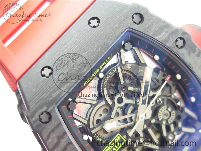 RM035-02 REAL NTPT ZF X ABD UPGRADED 1:1 BEST EDITION SKELETON DIAL ON RED RUBBER STRAP NH05A V3
