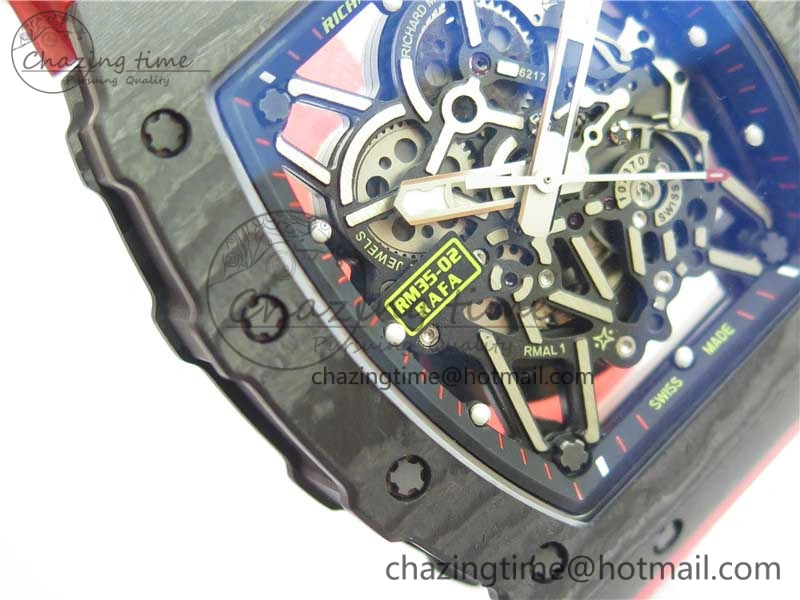 RM035-02 REAL NTPT ZF X ABD UPGRADED 1:1 BEST EDITION SKELETON DIAL ON RED RUBBER STRAP NH05A V3