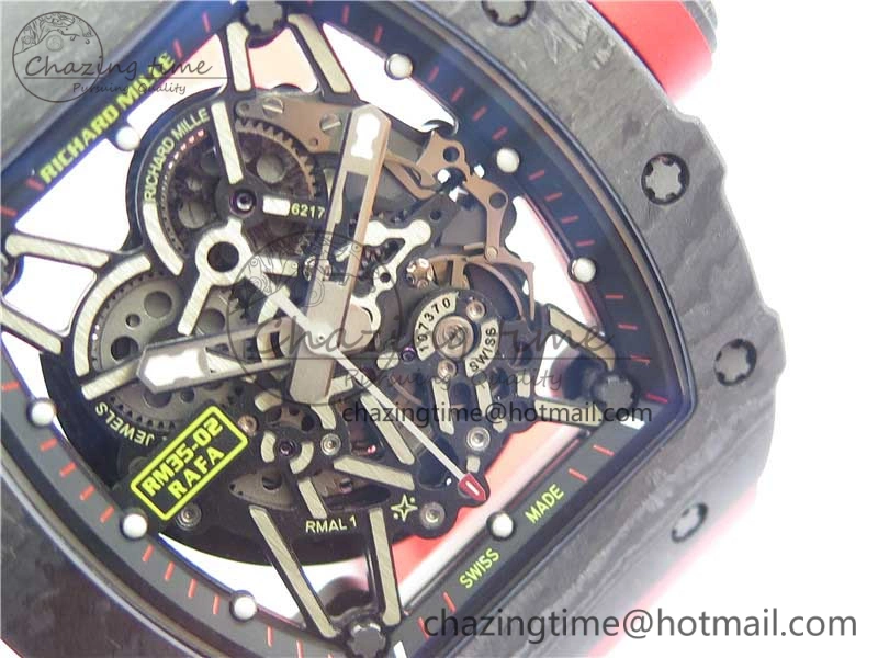 RM035-02 REAL NTPT ZF X ABD UPGRADED 1:1 BEST EDITION SKELETON DIAL ON RED RUBBER STRAP NH05A V3