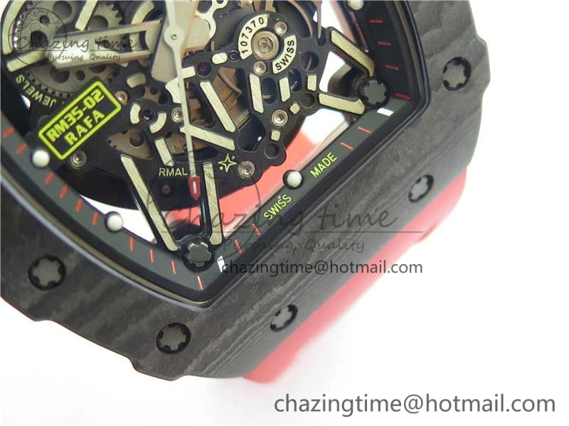 RM035-02 REAL NTPT ZF X ABD UPGRADED 1:1 BEST EDITION SKELETON DIAL ON RED RUBBER STRAP NH05A V3
