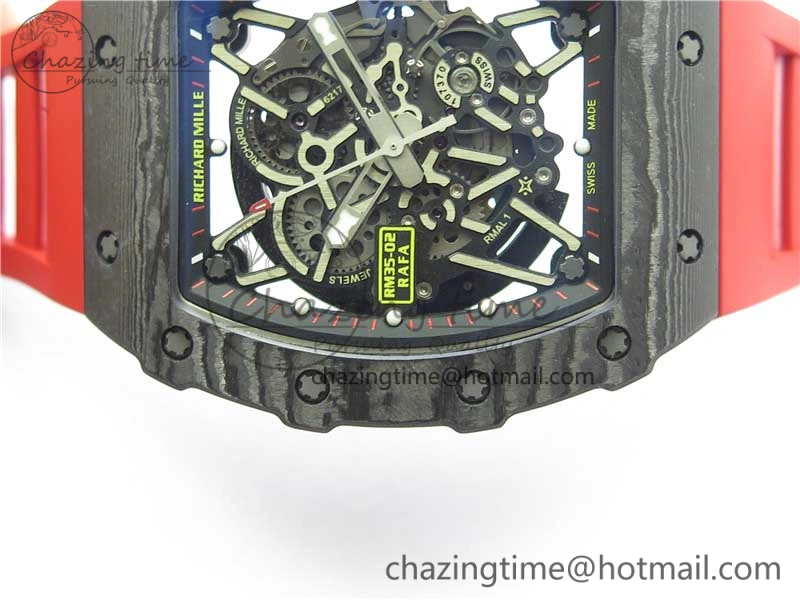 RM035-02 REAL NTPT ZF X ABD UPGRADED 1:1 BEST EDITION SKELETON DIAL ON RED RUBBER STRAP NH05A V3