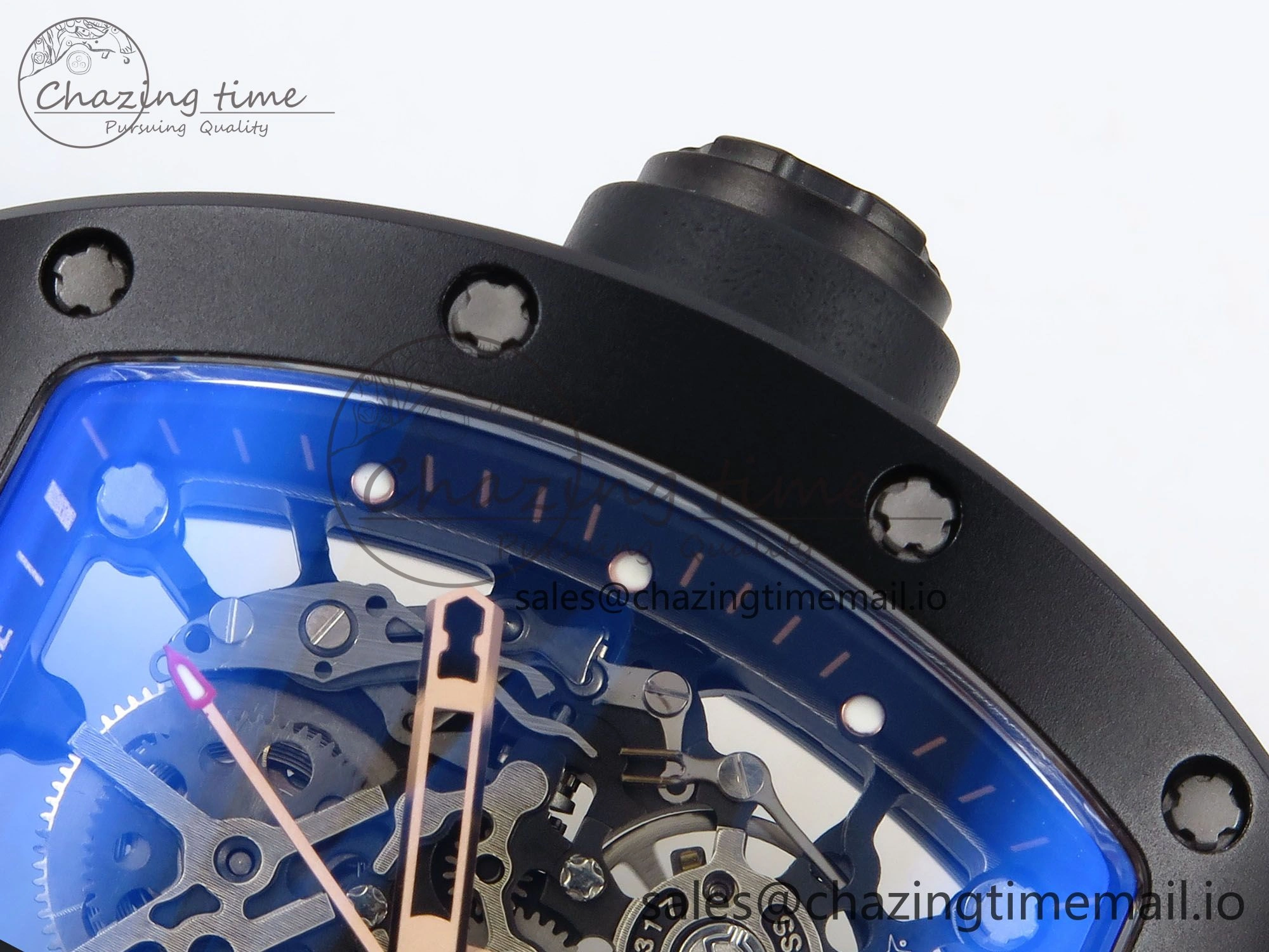 RM035-02 RG Black Ceramic SONIC Best Edition Skeleton Dial on Black Rubber Strap Clone RMUL1