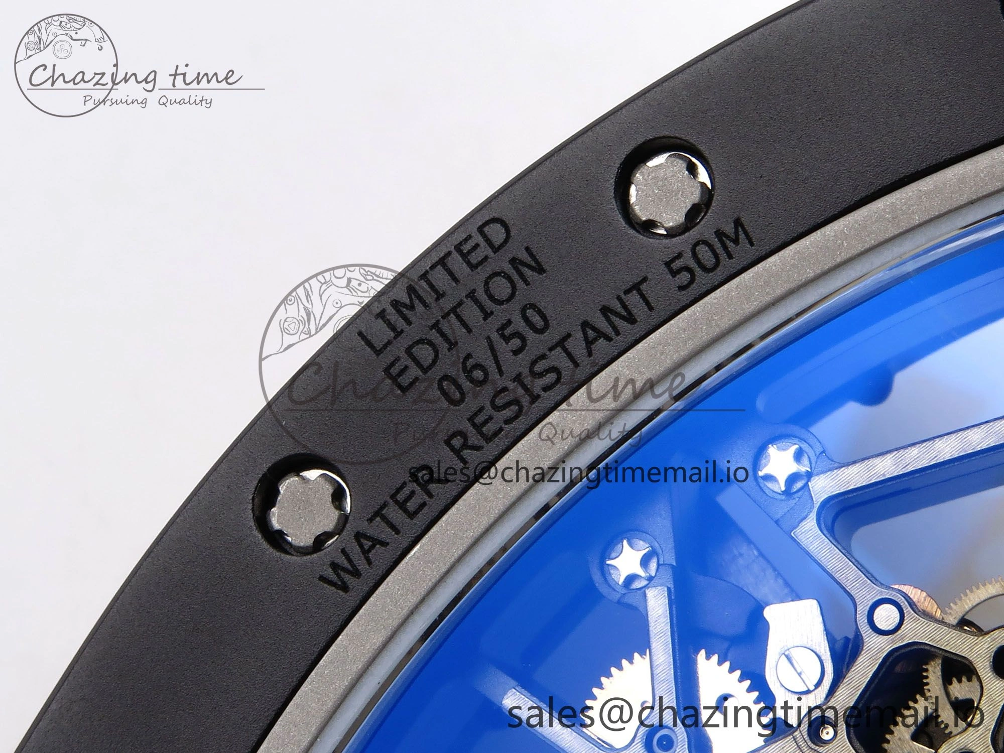 RM035-02 RG Black Ceramic SONIC Best Edition Skeleton Dial on Black Rubber Strap Clone RMUL1