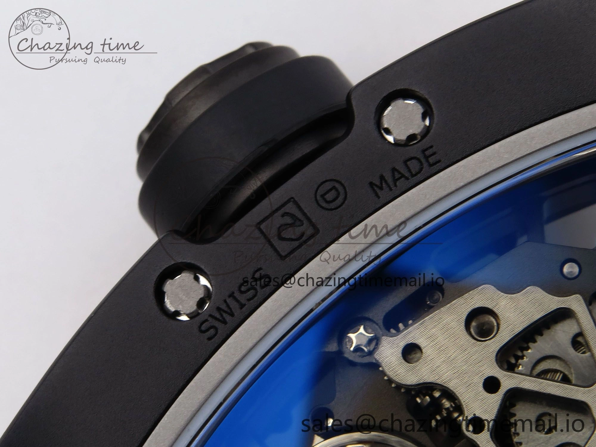 RM035-02 RG Black Ceramic SONIC Best Edition Skeleton Dial on Black Rubber Strap Clone RMUL1