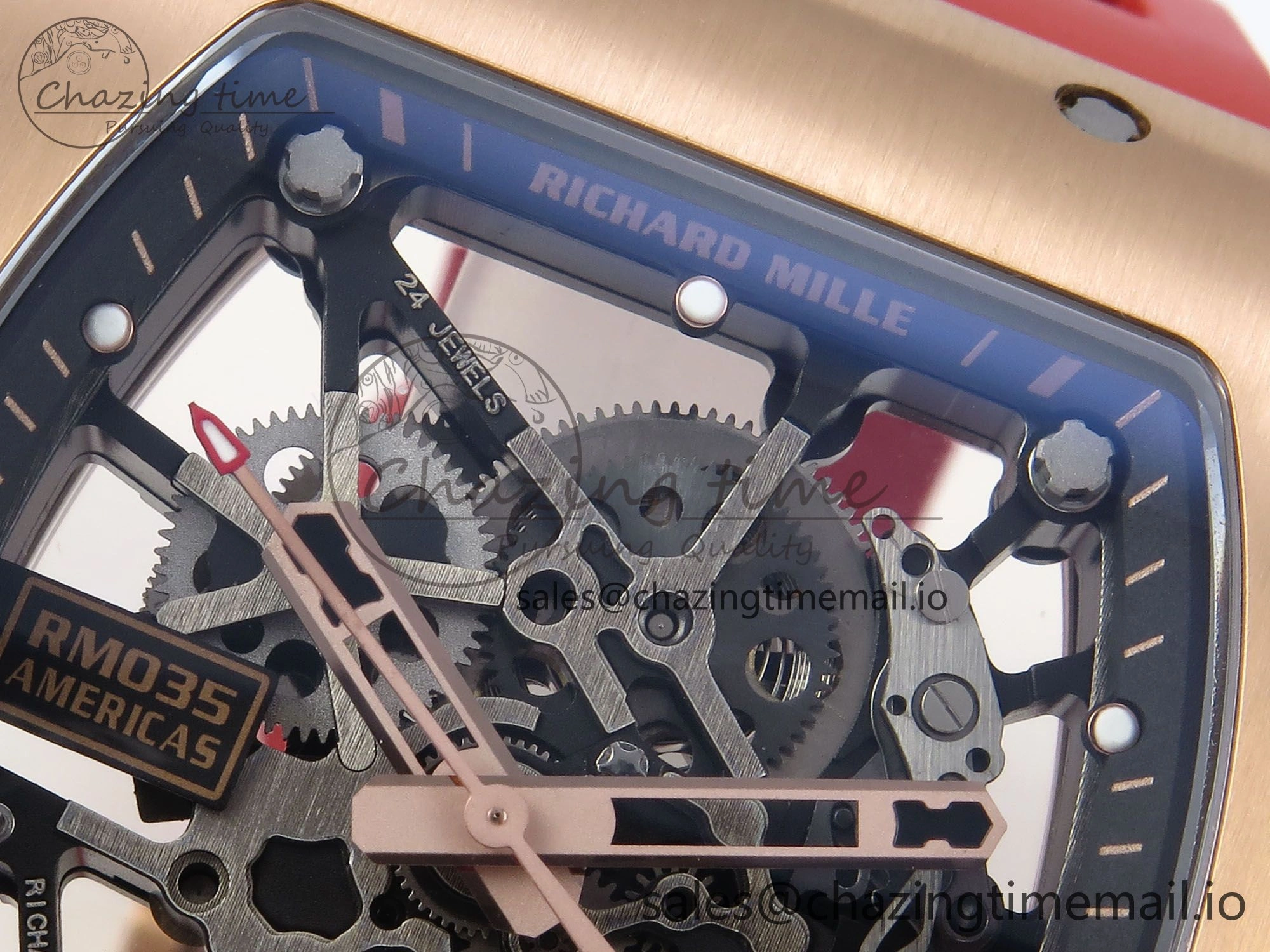 RM035-02 RG KVF 1:1 Best Edition Skeleton Dial on Red Rubber Strap Clone RMUL1