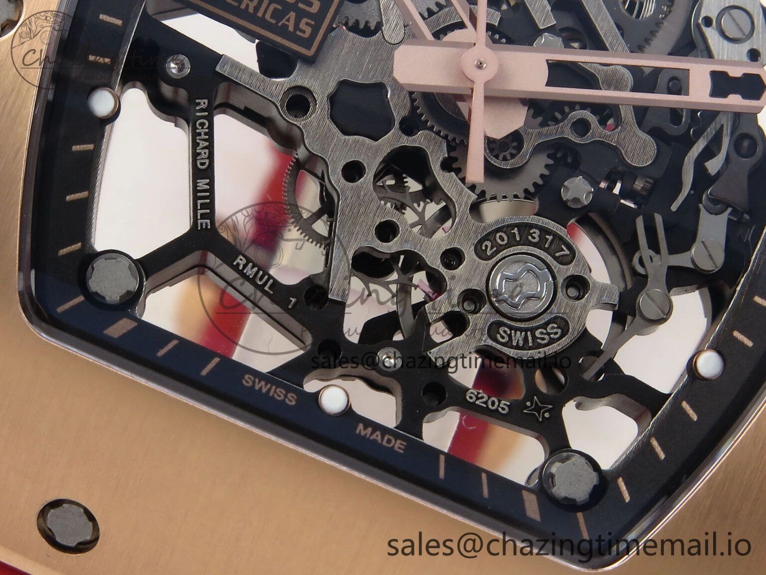RM035-02 RG KVF 1:1 Best Edition Skeleton Dial on Red Rubber Strap Clone RMUL1