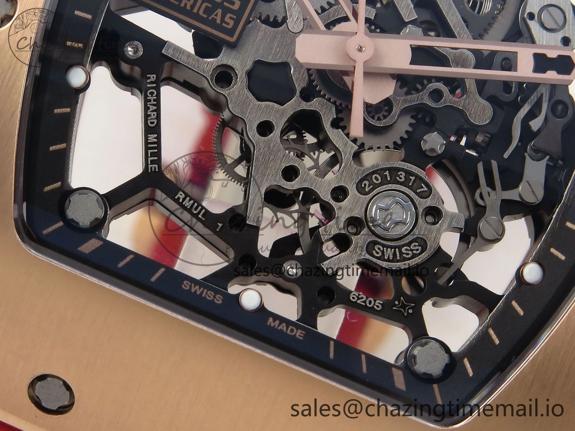 RM035-02 RG KVF 1:1 Best Edition Skeleton Dial on Red Rubber Strap Clone RMUL1