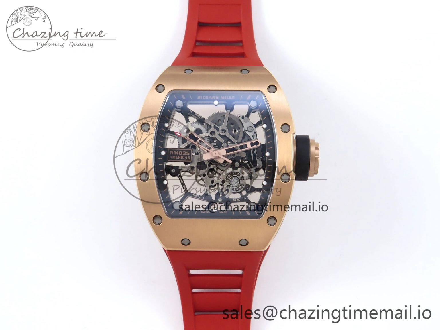 RM035-02 RG KVF 1:1 Best Edition Skeleton Dial on Red Rubber Strap Clone RMUL1