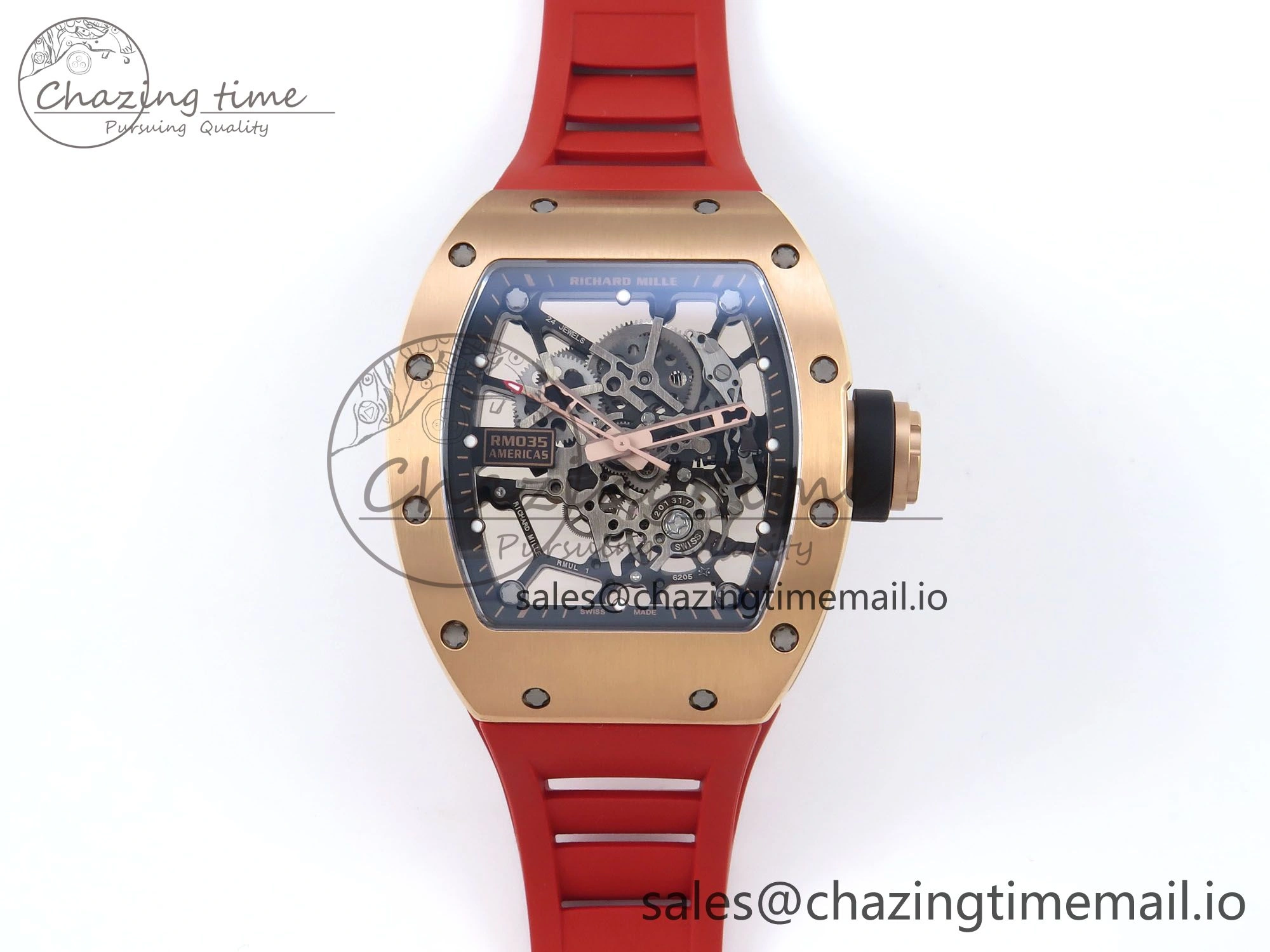 RM035-02 RG KVF 1:1 Best Edition Skeleton Dial on Red Rubber Strap Clone RMUL1
