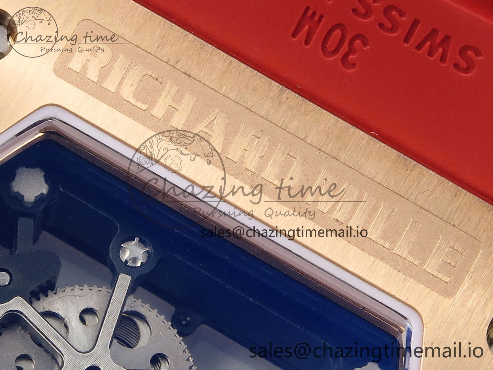 RM035-02 RG KVF 1:1 Best Edition Skeleton Dial on Red Rubber Strap Clone RMUL1