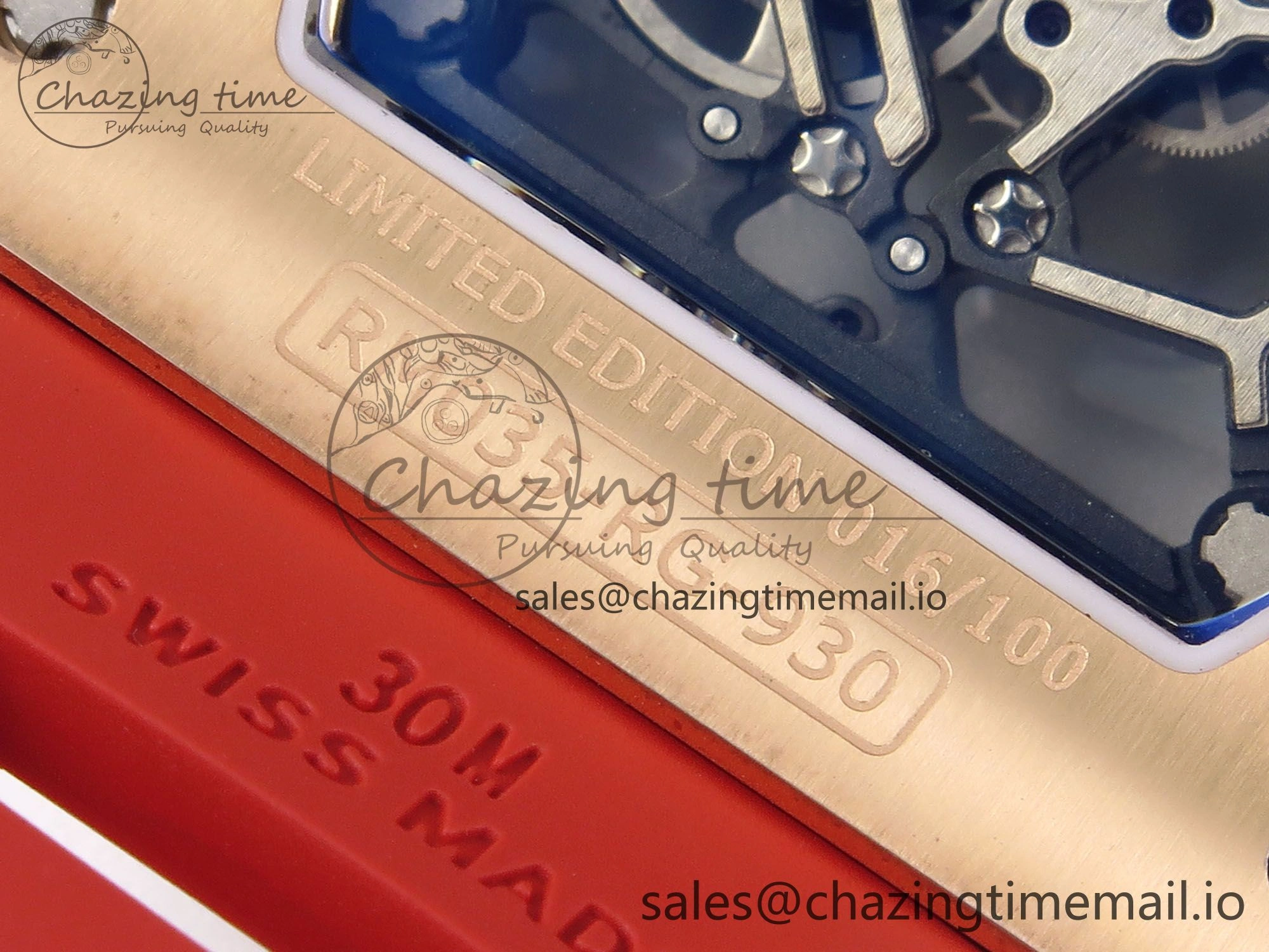 RM035-02 RG KVF 1:1 Best Edition Skeleton Dial on Red Rubber Strap Clone RMUL1