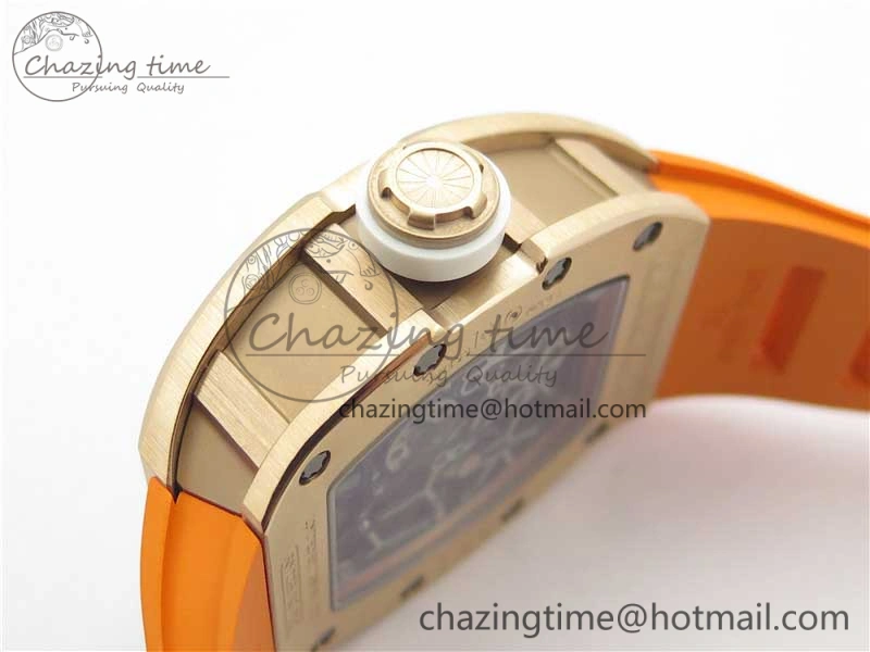 RM035-02 RG KVF Best Edition Skeleton Dial Black on Orange Rubber Strap MIYOTA8215