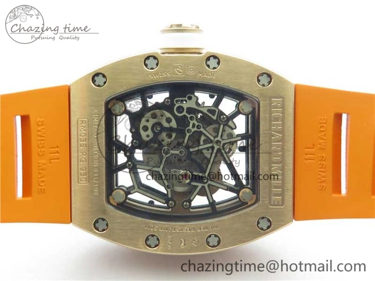 RM035-02 RG KVF Best Edition Skeleton Dial Black on Orange Rubber Strap MIYOTA8215