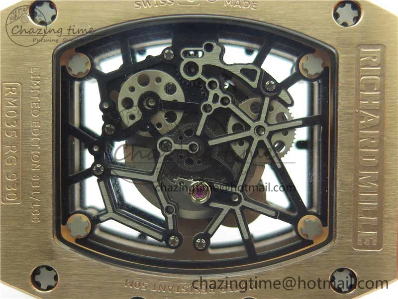 RM035-02 RG KVF Best Edition Skeleton Dial Black on Orange Rubber Strap MIYOTA8215