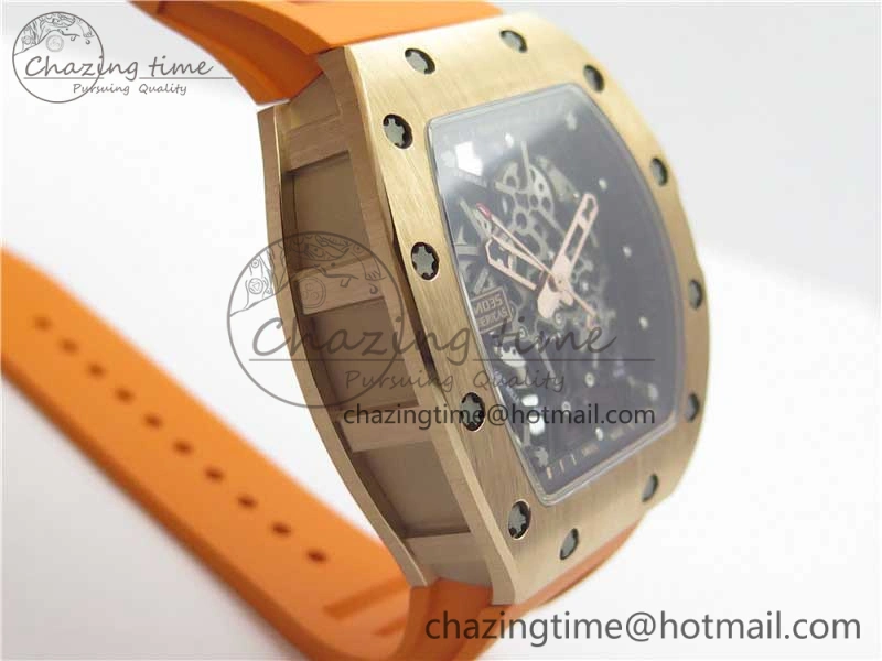 RM035-02 RG KVF Best Edition Skeleton Dial Black on Orange Rubber Strap MIYOTA8215