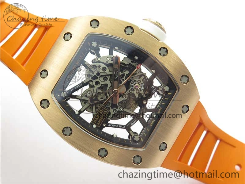 RM035-02 RG KVF Best Edition Skeleton Dial Black on Orange Rubber Strap MIYOTA8215
