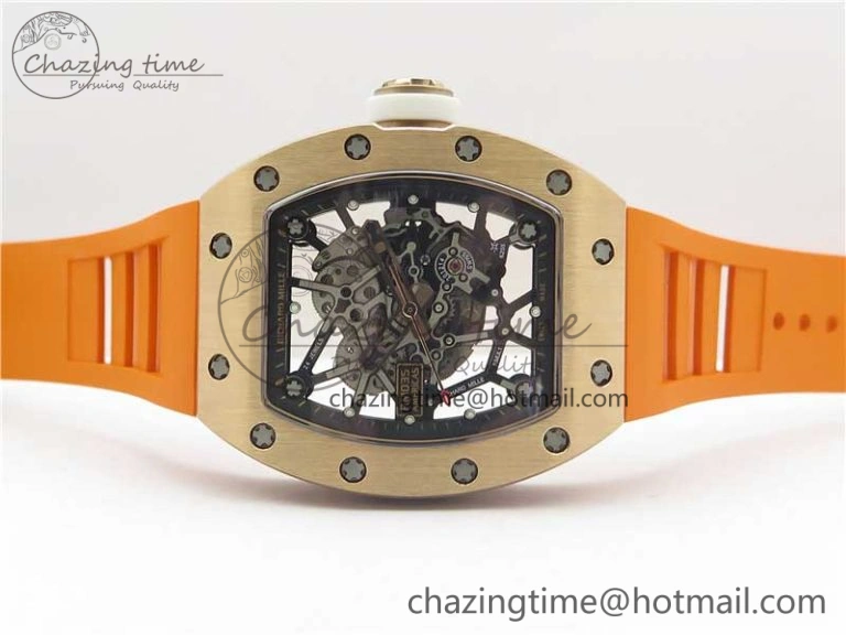 RM035-02 RG KVF Best Edition Skeleton Dial Black on Orange Rubber Strap MIYOTA8215
