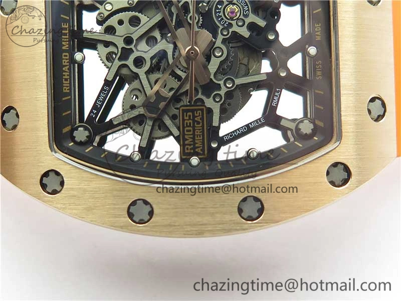 RM035-02 RG KVF Best Edition Skeleton Dial Black on Orange Rubber Strap MIYOTA8215