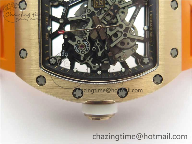 RM035-02 RG KVF Best Edition Skeleton Dial Black on Orange Rubber Strap MIYOTA8215