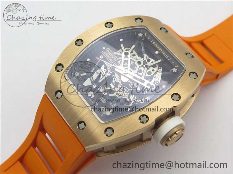 RM035-02 RG KVF Best Edition Skeleton Dial Black on Orange Rubber Strap MIYOTA8215