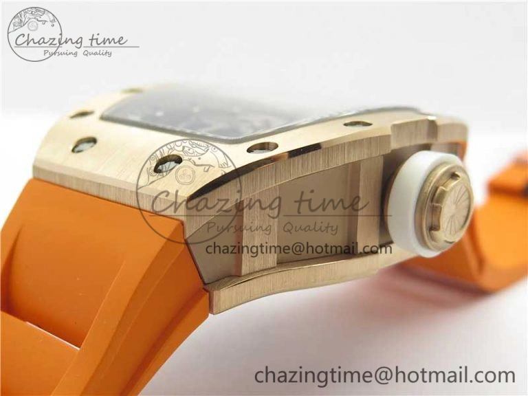 RM035-02 RG KVF Best Edition Skeleton Dial Black on Orange Rubber Strap MIYOTA8215