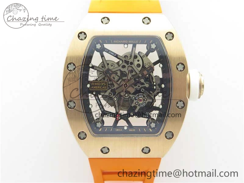 RM035-02 RG KVF Best Edition Skeleton Dial Black on Orange Rubber Strap MIYOTA8215