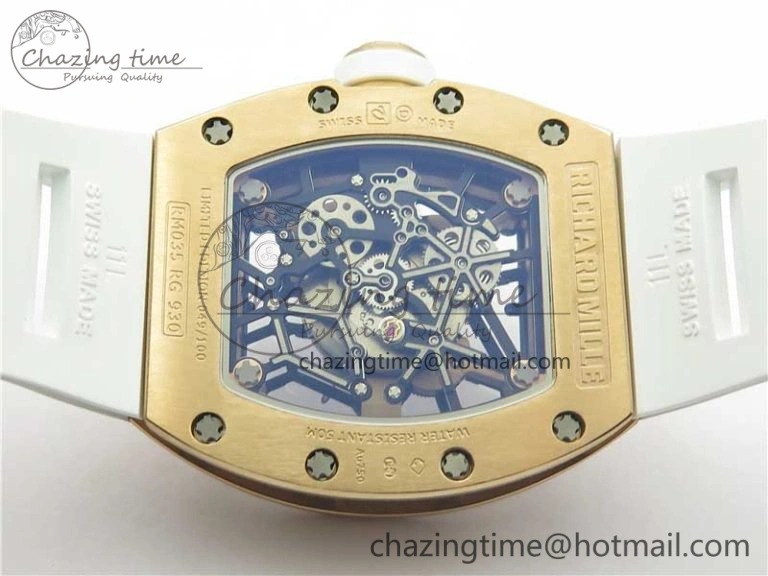 RM035-02 RG KVF Best Edition Skeleton Dial Black on White Rubber Strap MIYOTA8215